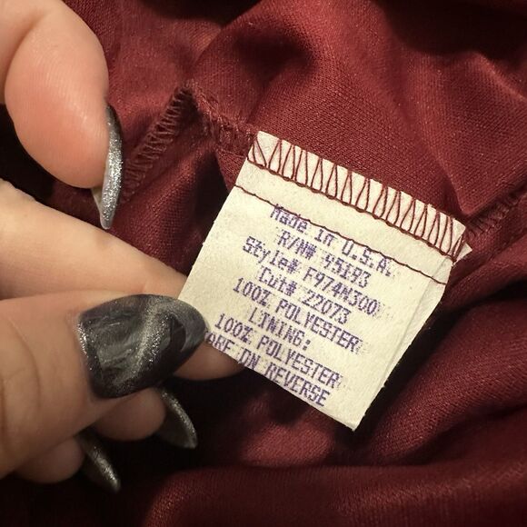 Y2K Goth Women’s Small Red Velvet Rose Floral Dress Square Neck Bodycon Romantic - Picture 11 of 12